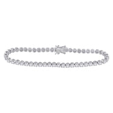 14kt White Gold Womens Round Diamond Timeless Tennis Bracelet 2.00 Cttw